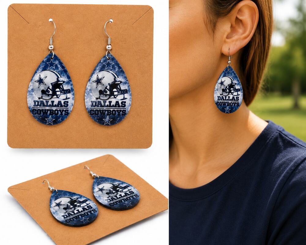 Dallas Cowboys Teardrop Dangle Earrings – Lightweight Fan Jewelry